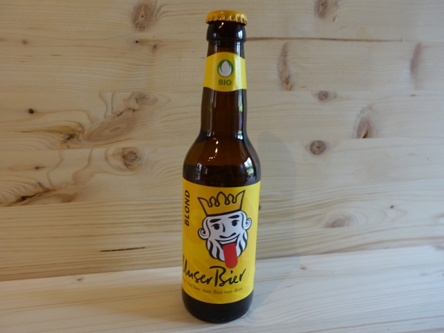 Bière blonde non filtrée (Bio) Unser bier, 33cl